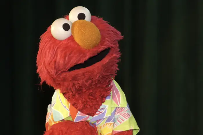 Elmo the muppet looking confused.